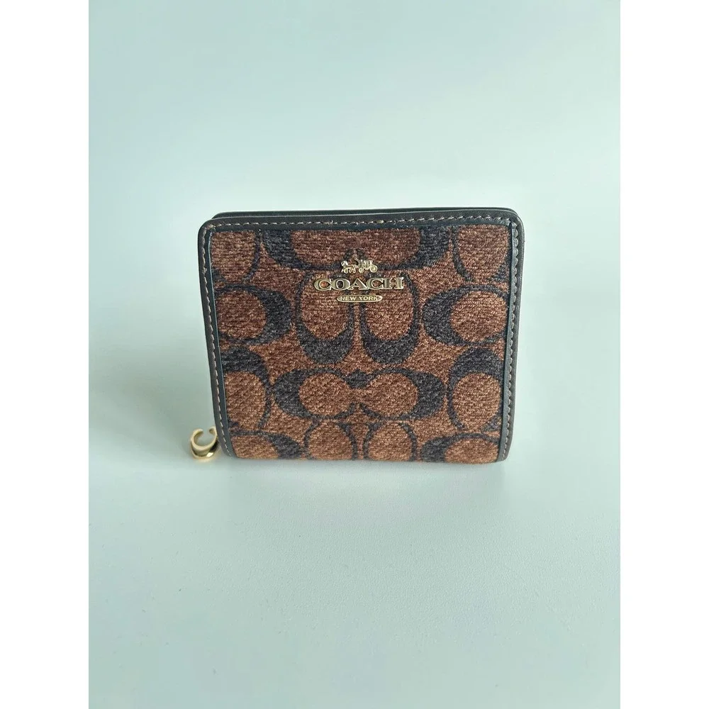 Coach Snap Wallet‎ Brown Signature Chenille CCQ32 Excellent